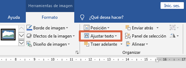 Cómo agregar texto encima de una foto en Word o escribir sobre imágenes enviándola detrás del texto desde la barra de herramientas paso 2