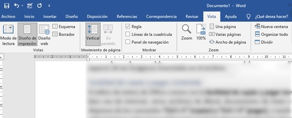 Diferentes formas de visualización en Word