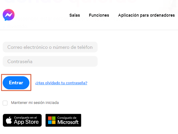 Iniciar sesiOn en Facebook Messenger desde la PC
