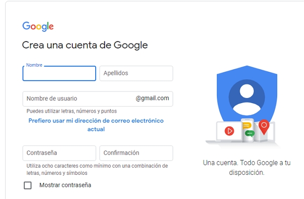 Como registrarse en Gmail